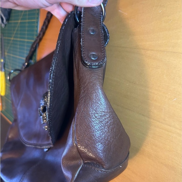 Thomas Wylde braided leather rhinestone skull crossbody bag - Picture 6 of 16